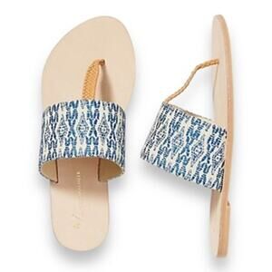 Anthropologie Adette Sandals Blue White‎ Vacation Travel Women’s 7